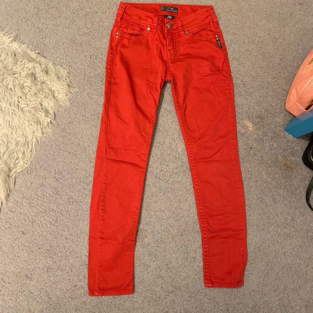 Red silver jeans